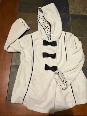 Savannah White Hooded Sweater with Black Bows